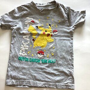 Pikachu 'Gotta Catch Em All' Kids Youth Gray Short Sleeve T-Shirt 6 Years
